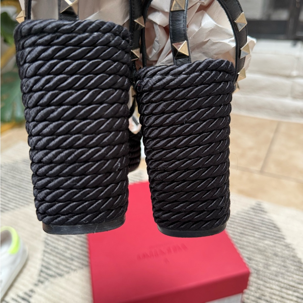 Valentino Black Studded Wedge Sandals 39 - Picture 5 of 6